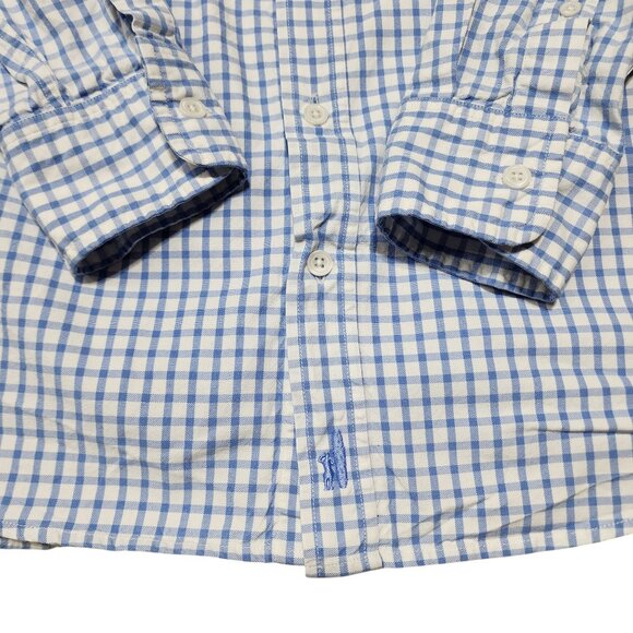 Johnnie-O Blue & White Checkered‎ Button-Down Shirt M 100% Egyptian Cotton - Picture 7 of 9